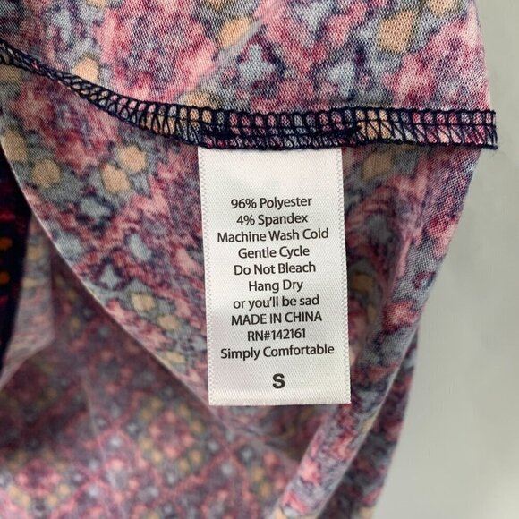 Lularoe Irma Half Sleeve Tunic High Low Polyester Blend Sz Sm Purple Diamonds - Picture 7 of 7